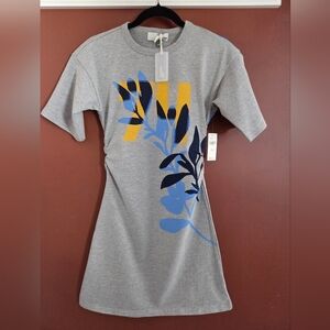 Gray Floral Graphic Mini Dress - Unbranded